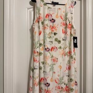 American Living Floral Print Midi Dress - Cream and Pink size 18 NWT